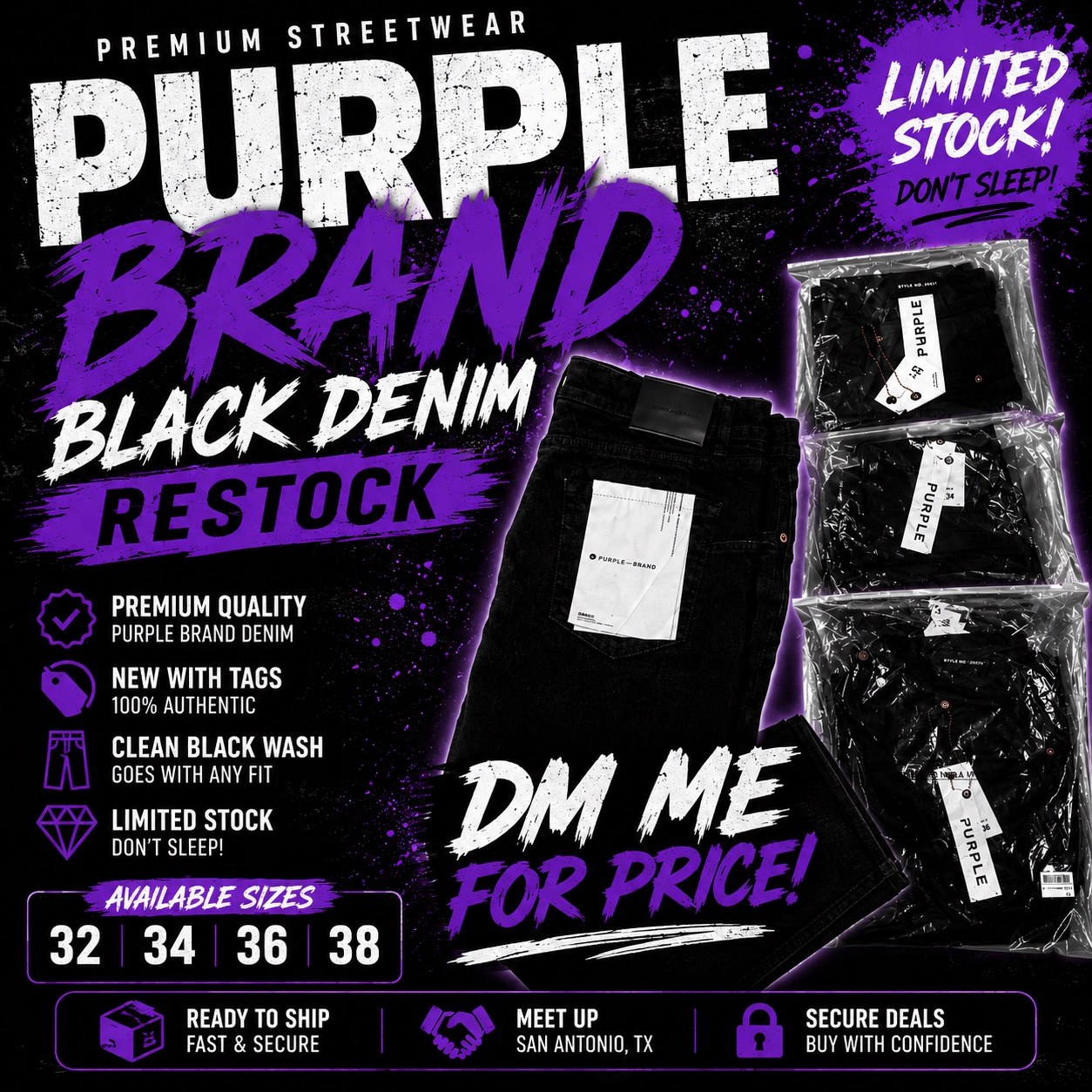 Purple Brand Black Denim Restock